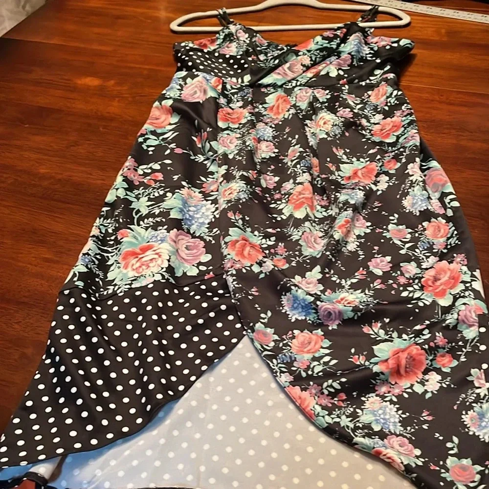 NWT ASOS DESIGN mixed floral and polka dot midi dress size 10 Petite 10P